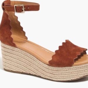 JCREW Scallop Espadrilles Suede Wedge Heels